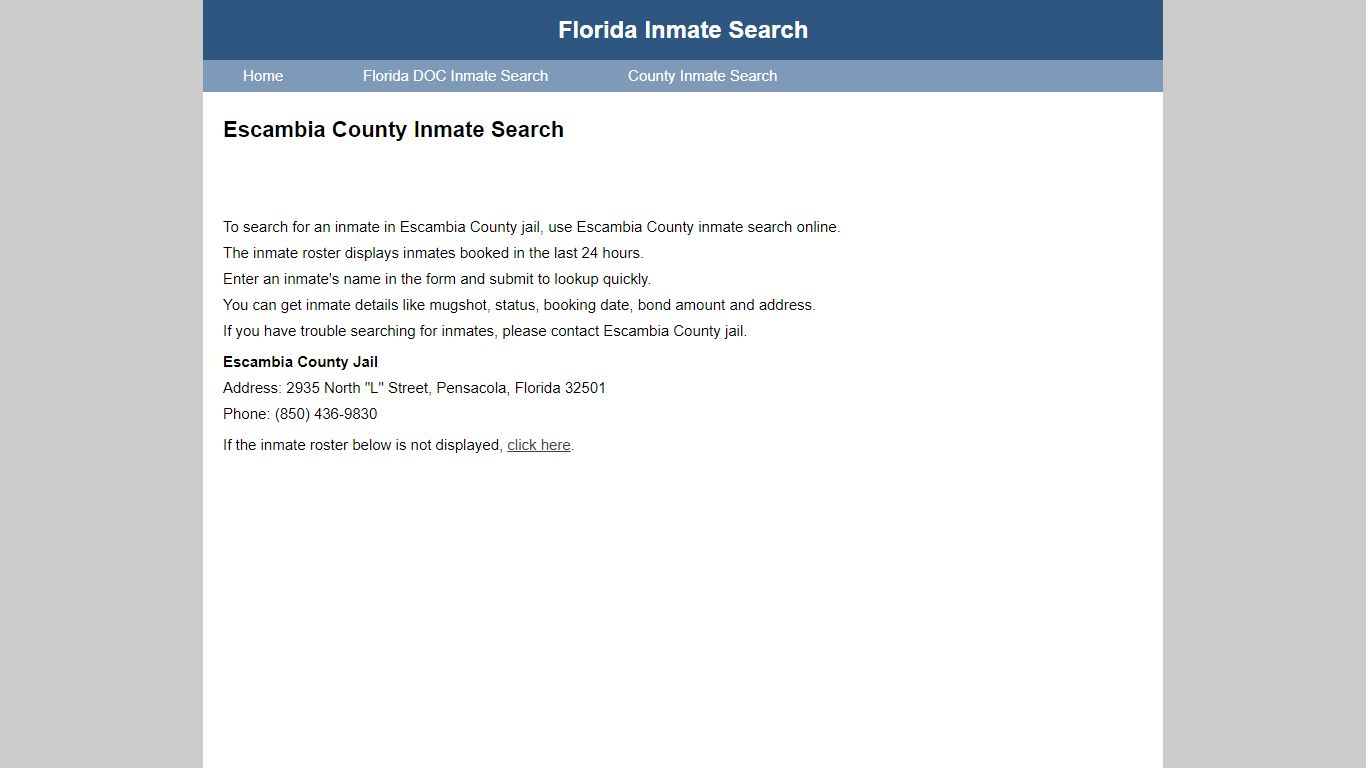 Escambia County Jail Inmate Search